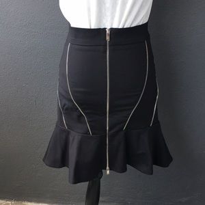 ZARA Woman Asymmetrical Black Skirt with Zipper